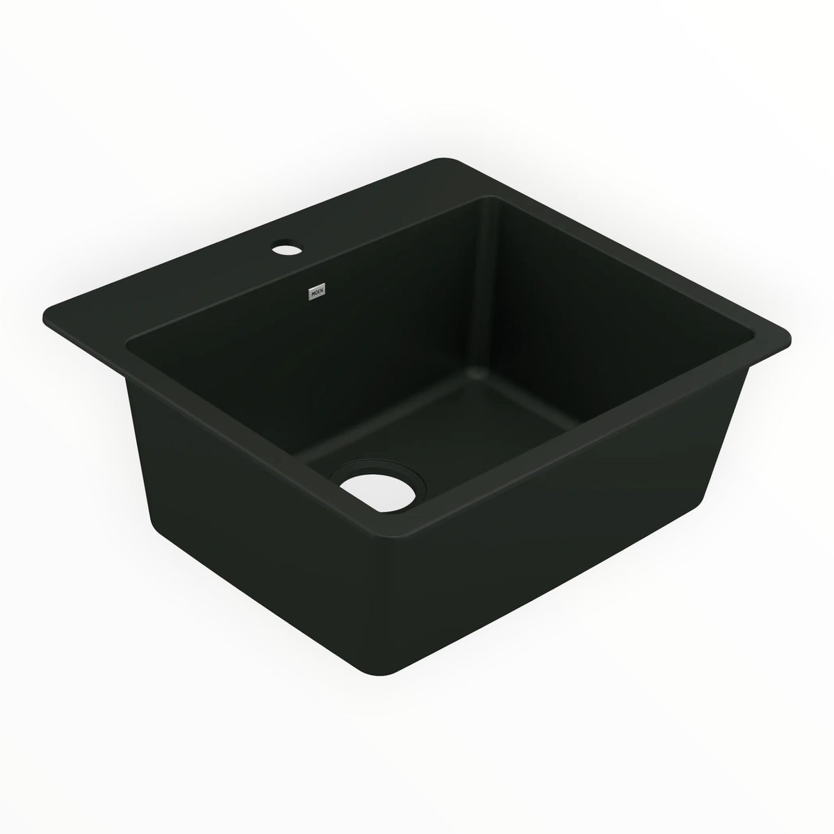GDM Habitat for Humanity ReStore Moen black granite kitchen sink with a single basin and faucet hole