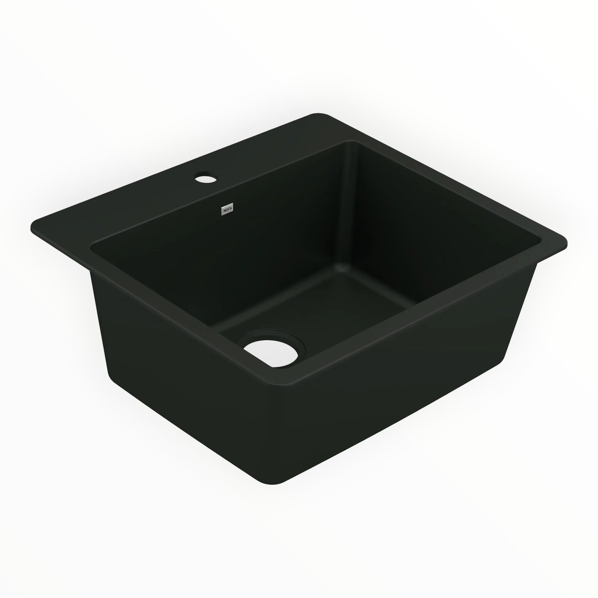 GDM Habitat for Humanity ReStore Moen black granite kitchen sink with a single basin and faucet hole