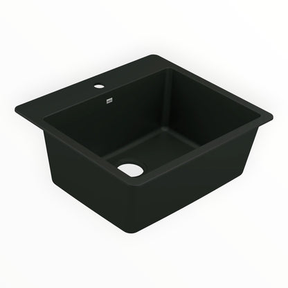 GDM Habitat for Humanity ReStore Moen black granite kitchen sink with a single basin and faucet hole