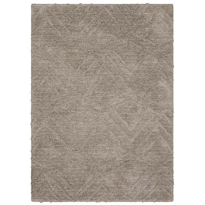 GDM Habitat for Humanity ReStore Mohawk Zafi gray shag rug with a geometric carved pattern in a 5x8 size