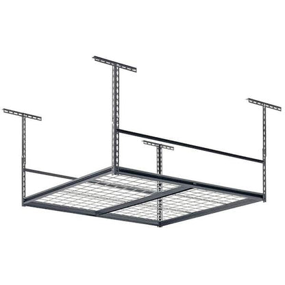GDM Habitat for Humanity ReStore Muscle Rack ceiling storage unit with a black metal frame and wire grid shelf.