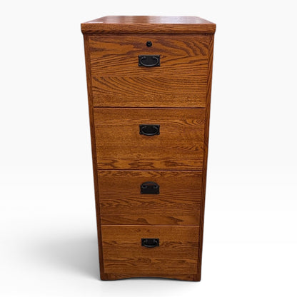 Oak 4-Drawer File Cabinet FALSE