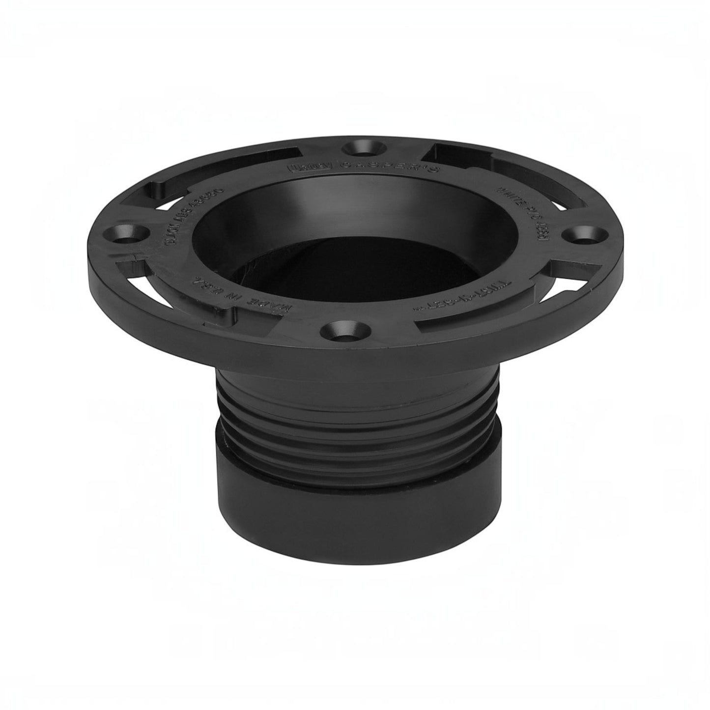 GDM Habitat for Humanity ReStore Oatey 4 inch black ABS plastic closet flange for secure toilet drain installation
