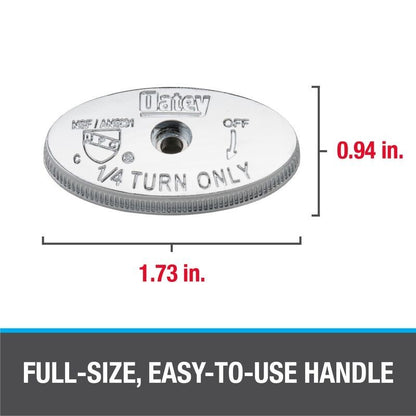 GDM Habitat for Humanity ReStore Oatey chrome-plated angled stop valve handle with 1/4 turn markings