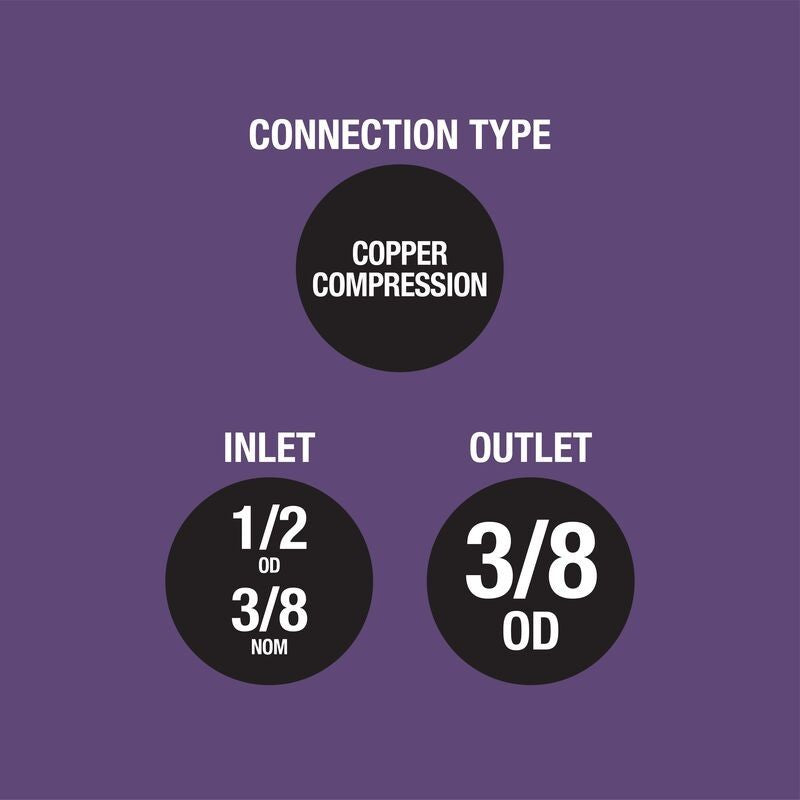 GDM Habitat for Humanity ReStore Oatey angled stop valve connection specifications for copper compression plumbing