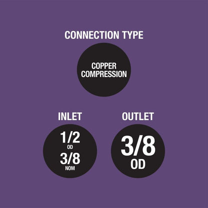 GDM Habitat for Humanity ReStore Oatey angled stop valve connection specifications for copper compression plumbing