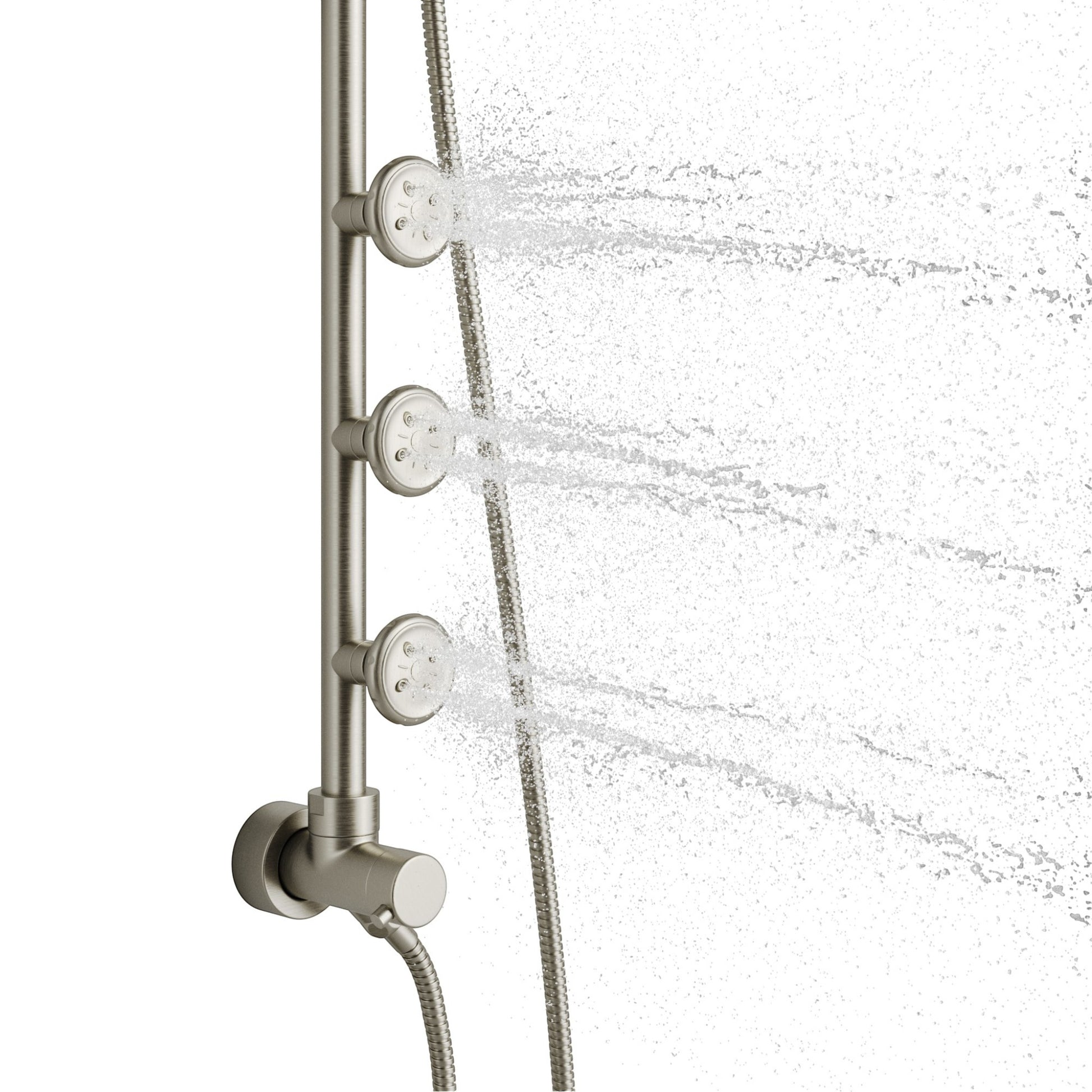 GDM Habitat for Humanity ReStore Pulse Lanikai shower system with three active body spray jets in brushed nickel.