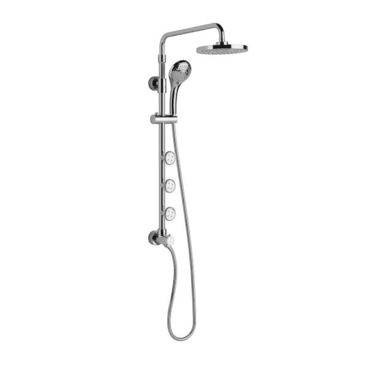 GDM Habitat for Humanity ReStore Pulse Lanikai chrome shower system with overhead rainfall head and hand shower