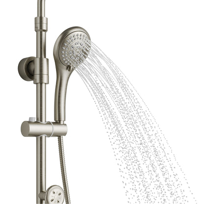 GDM Habitat for Humanity ReStore Pulse Lanikai brushed nickel shower system with handheld sprayer in action