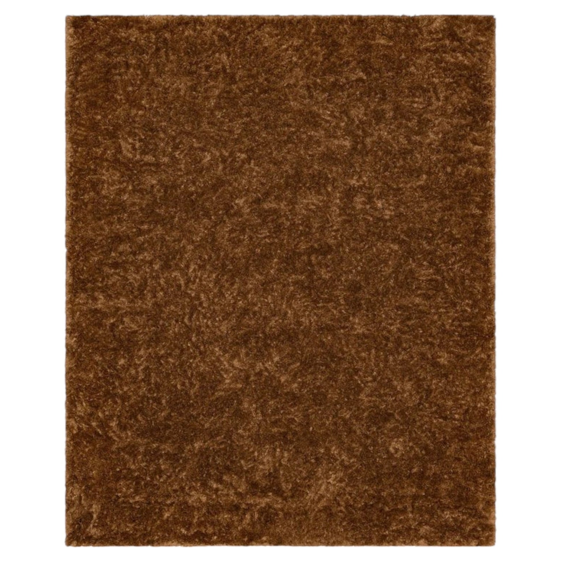 GDM Habitat for Humanity ReStore Billow shag area rug in a rich rust brown color with a plush, textured pile.