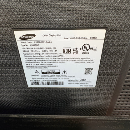 GDM Habitat for Humanity ReStore Samsung display unit product label with model and technical specifications