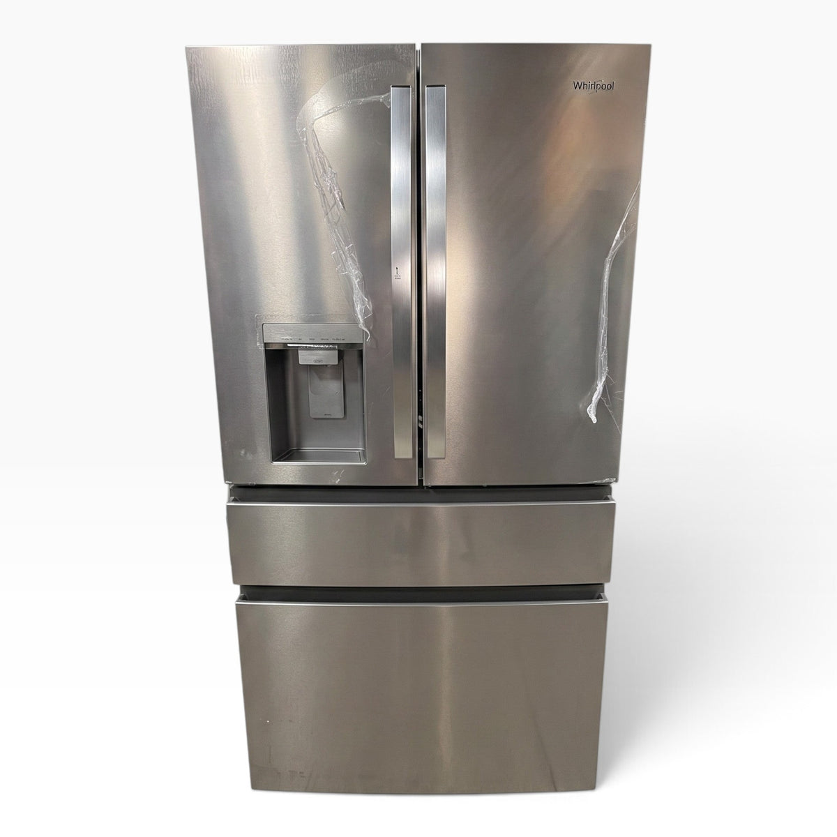 GDM Habitat for Humanity ReStore stainless steel Whirlpool 4-door French door refrigerator with water dispenser
