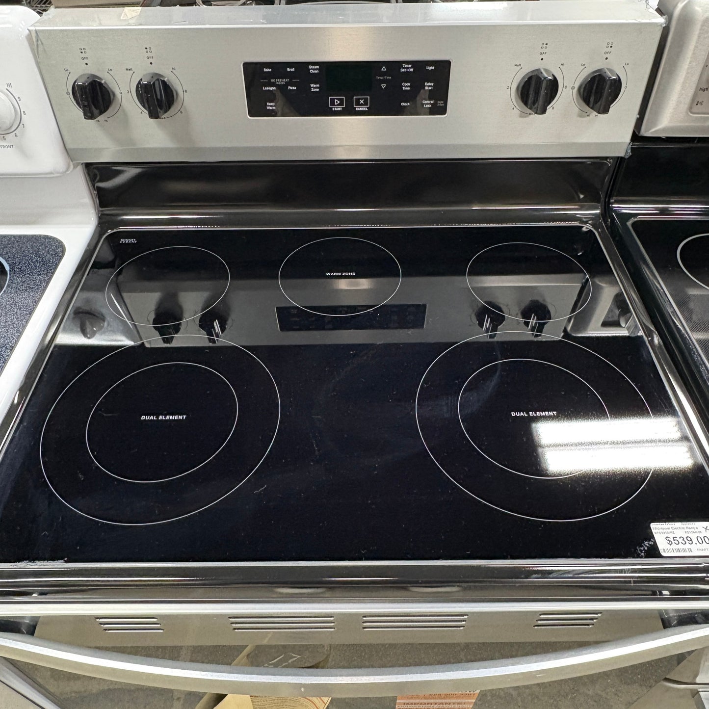 GDM Habitat for Humanity ReStore Whirlpool electric range with black ceramic glass cooktop and stainless steel panel