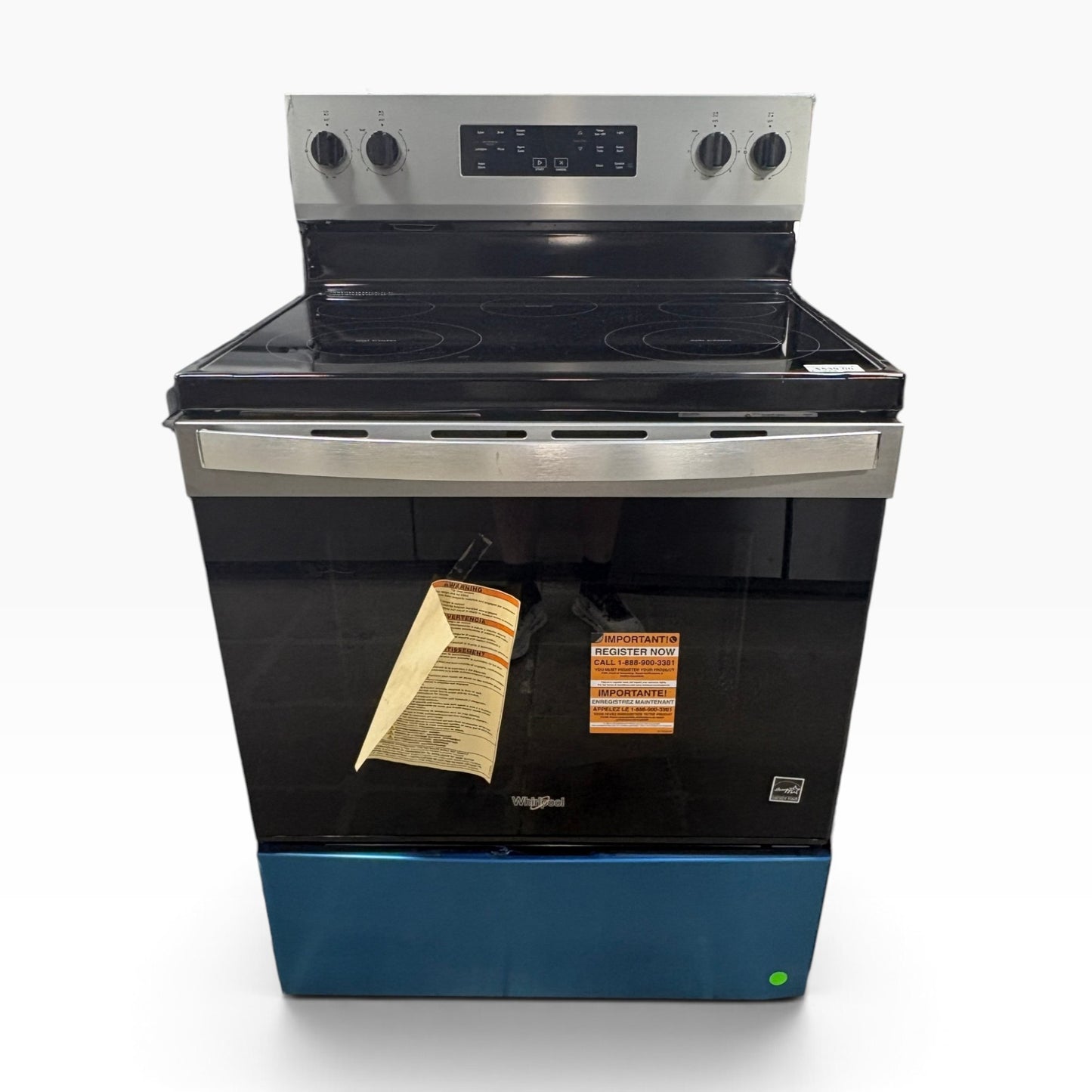 GDM Habitat for Humanity ReStore Whirlpool electric range with stainless steel finish and black ceramic glass cooktop