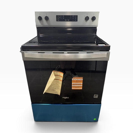 GDM Habitat for Humanity ReStore Whirlpool electric range with stainless steel finish and black ceramic glass cooktop