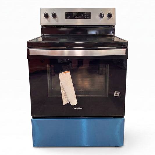 GDM Habitat for Humanity ReStore Whirlpool 30-inch electric range with stainless steel panel and black glass door