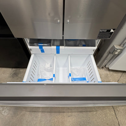 GDM Habitat for Humanity ReStore Whirlpool stainless steel French door refrigerator with open bottom freezer drawer
