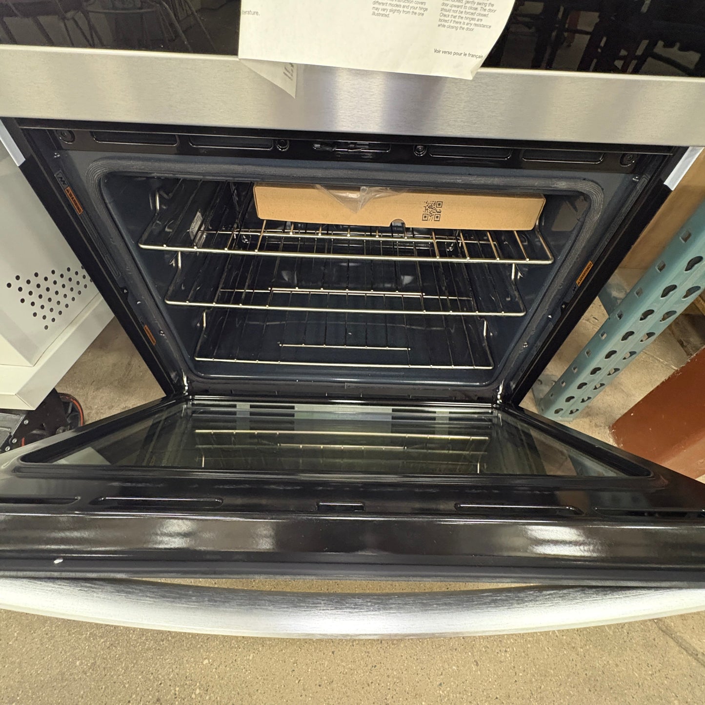 GDM Habitat for Humanity ReStore Whirlpool combination wall oven interior with stainless steel racks and glass door
