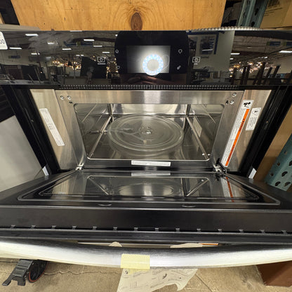 GDM Habitat for Humanity ReStore Whirlpool combination wall oven and microwave with open door and glass turntable
