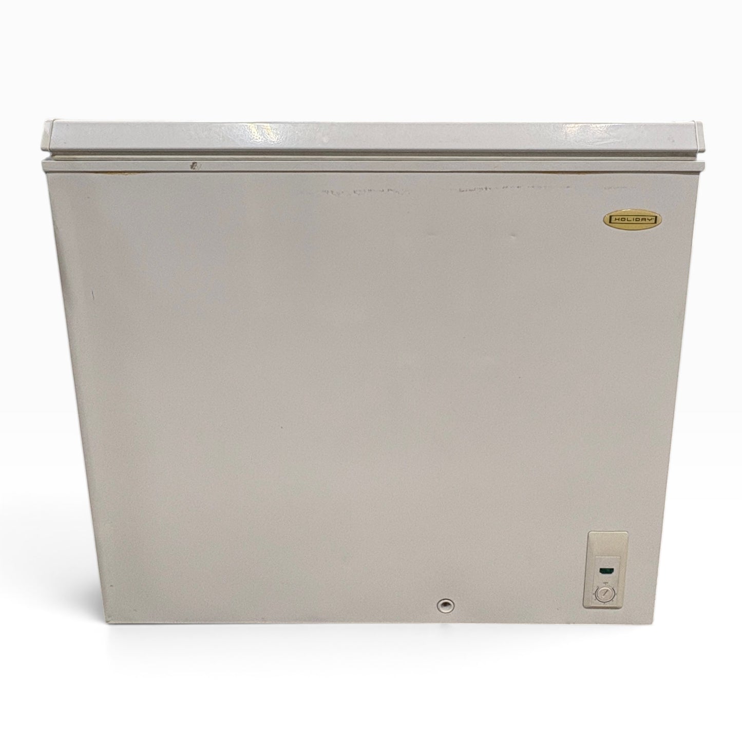 GDM Habitat for Humanity ReStore white Holiday chest freezer with a clean, minimalist design