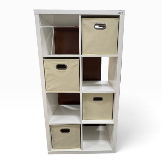 Eight Cube Storage Organizer Shelf Unit with Fabric Bins