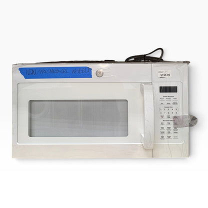 GDM Habitat for Humanity ReStore white GE over-the-range microwave oven with sensor cooking and control panel