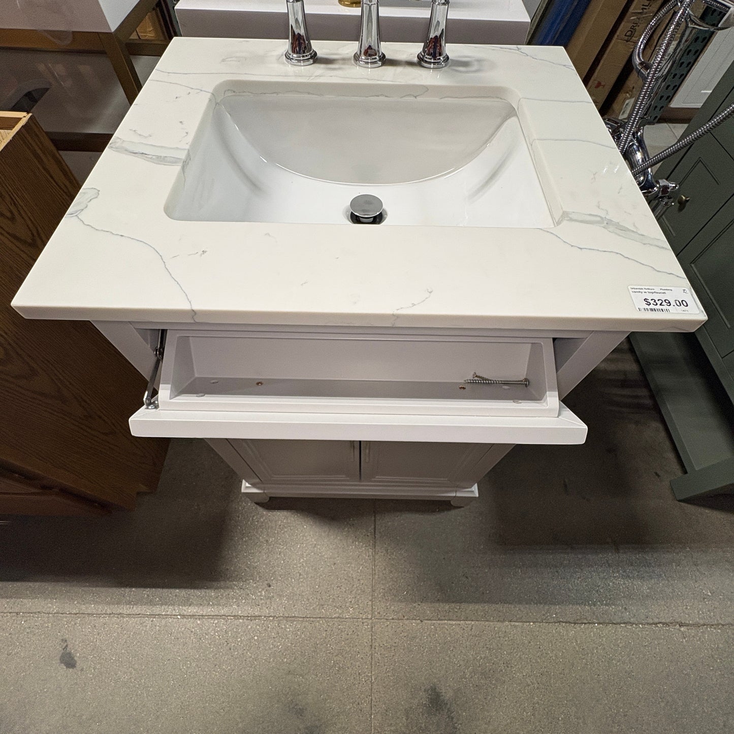 White Marble-Top Vanity