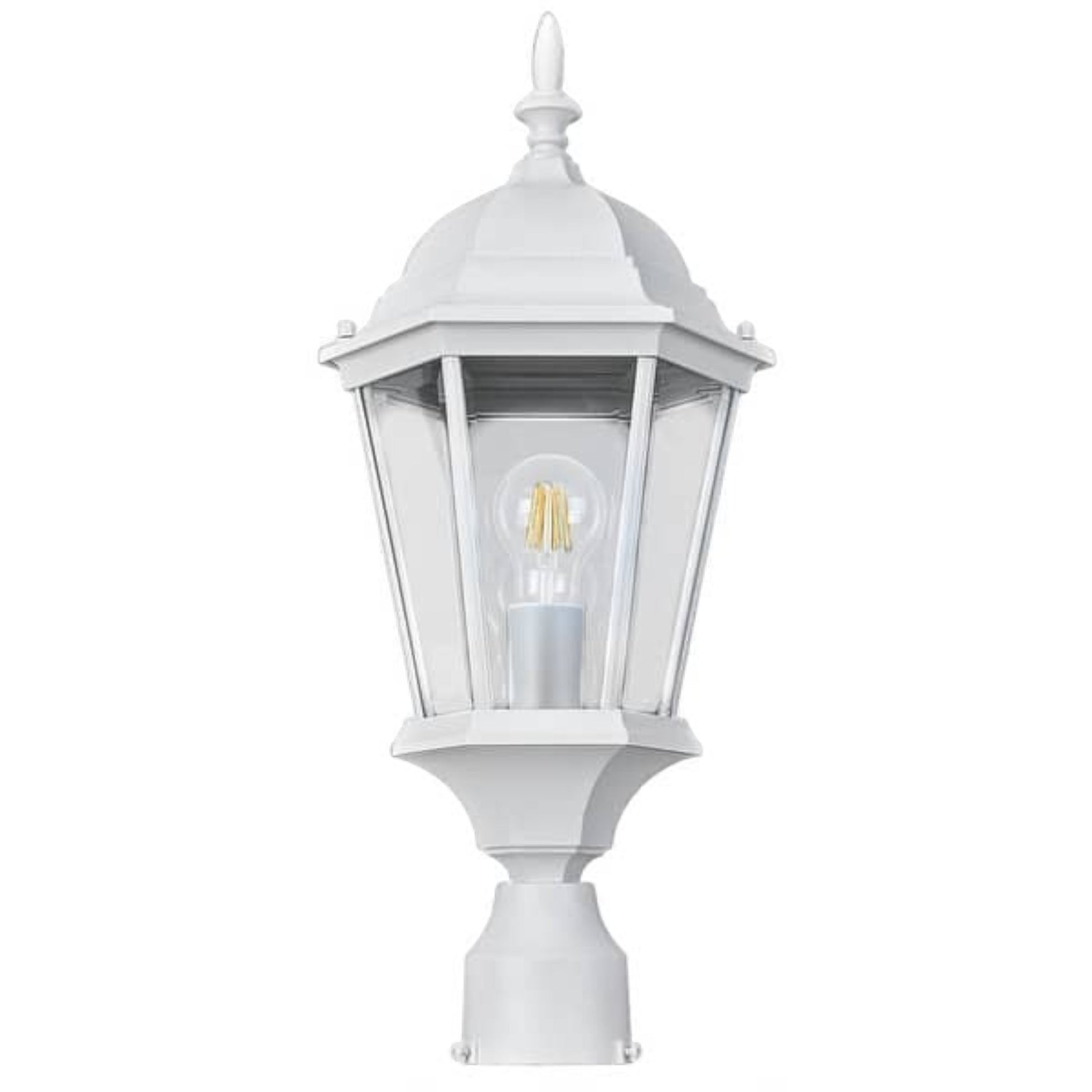 GDM Habitat for Humanity ReStore Oak Creek white outdoor post light with a classic lantern design and clear glass