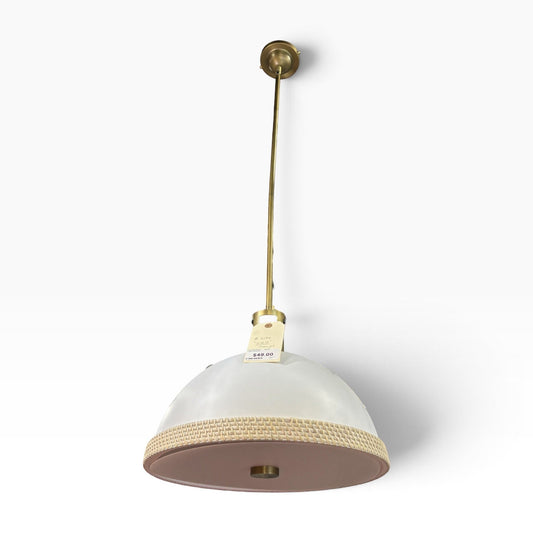 White Dome Rattan Pendant