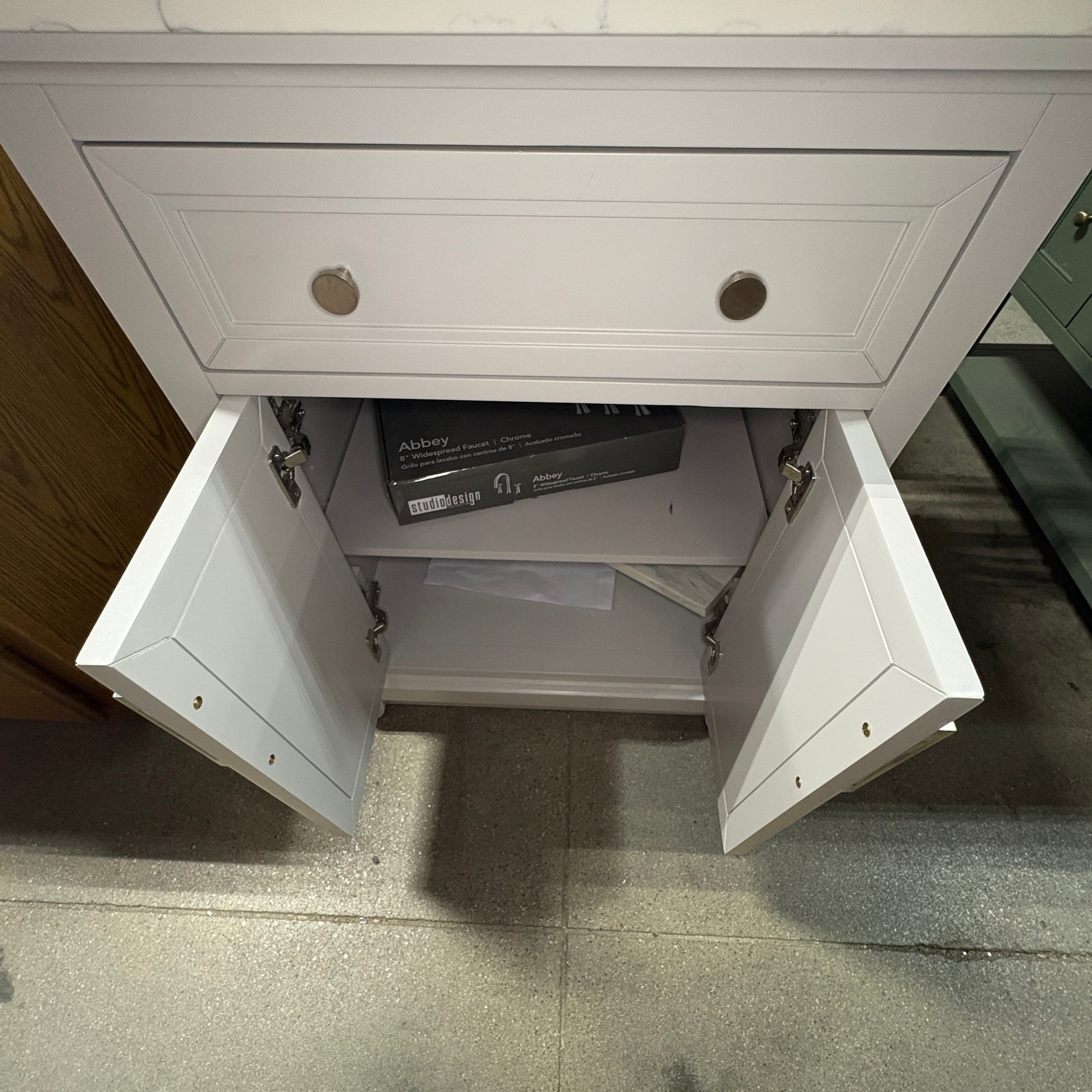 White Marble-Top Vanity