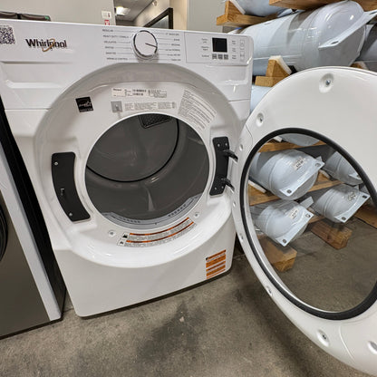 GDM Habitat for Humanity ReStore white Whirlpool gas dryer with open door and front control panel
