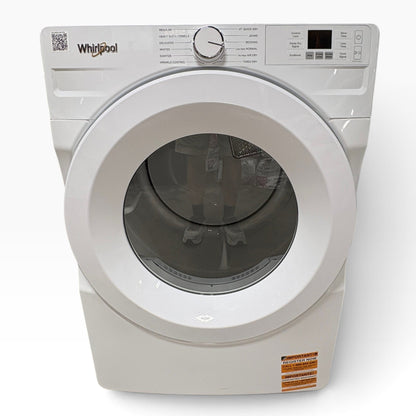 GDM Habitat for Humanity ReStore white Whirlpool gas dryer with front-loading glass door and digital control panel