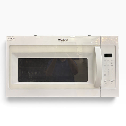 GDM Habitat for Humanity ReStore white Whirlpool over-the-range microwave with digital keypad and ventilation fan