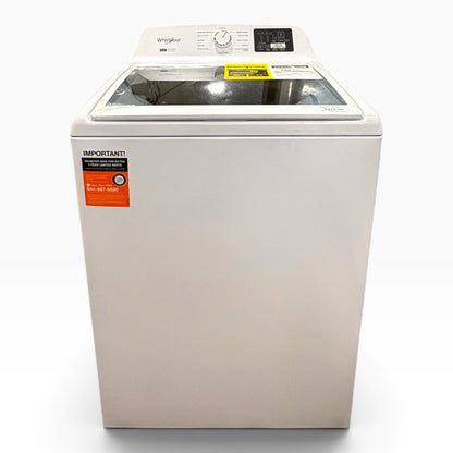 GDM Habitat for Humanity ReStore white Whirlpool top load washer with a glass lid and digital control panel