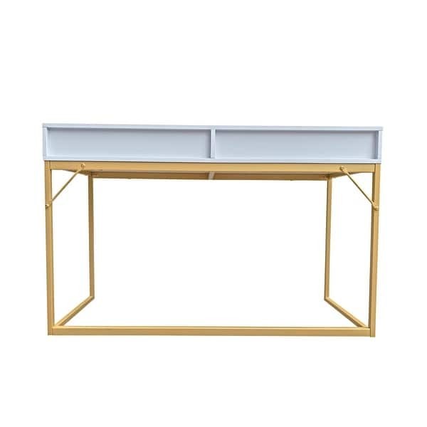 GDM Habitat for Humanity ReStore Willow Desk 30 inch with a white top and gold metal frame