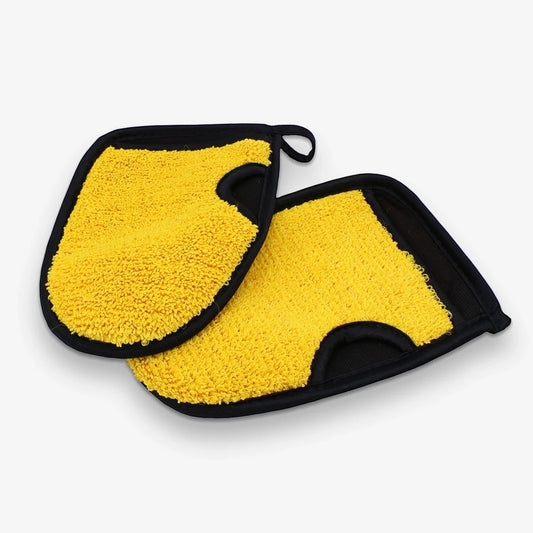 GDM Habitat for Humanity ReStore Goodyear yellow microfiber washing mitts, 2-pack set for car cleaning