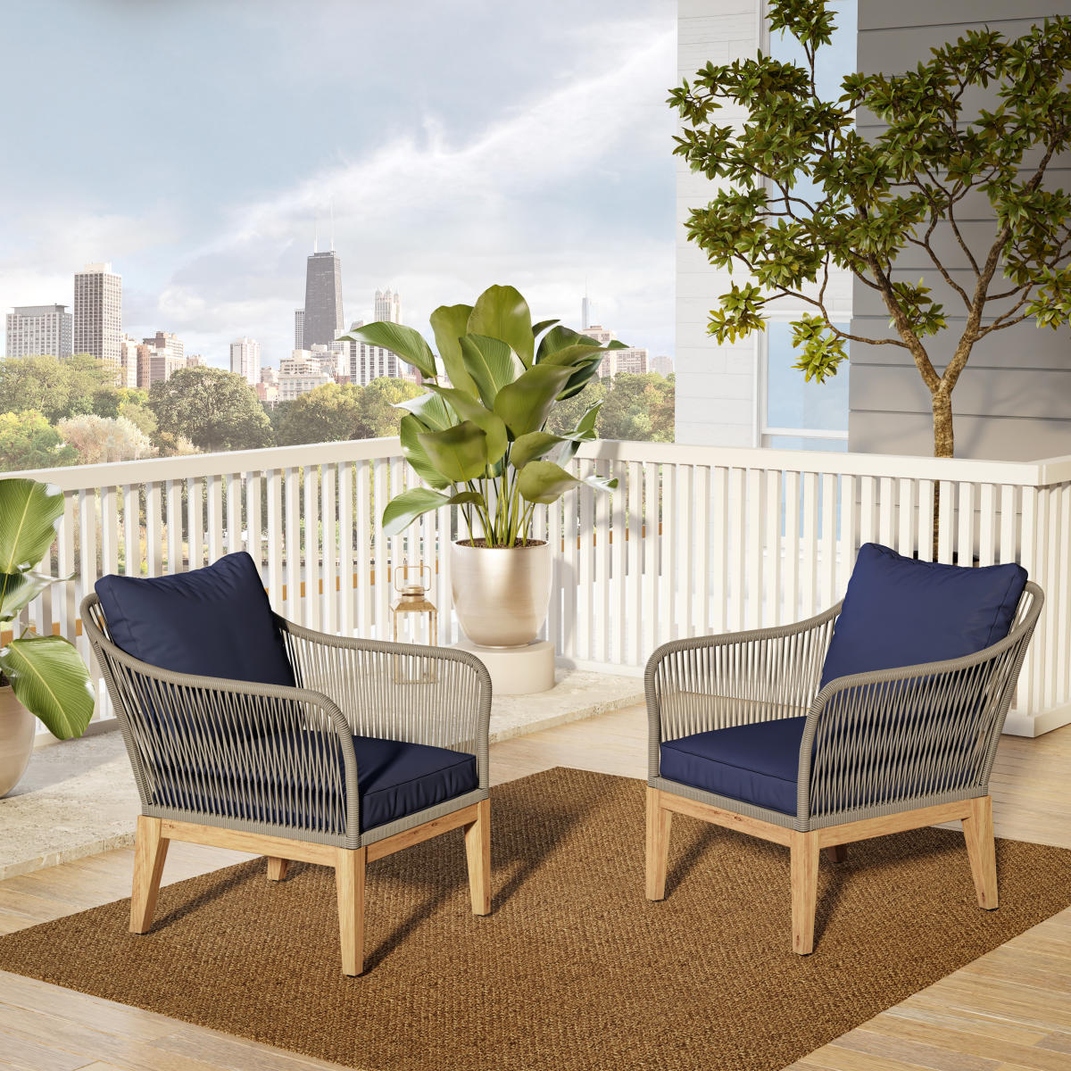 Acacia Wood Patio Chairs 2pc
