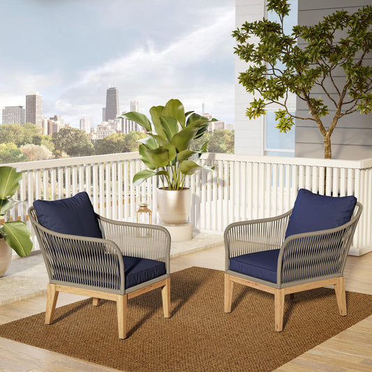 Acacia Wood Patio Chairs 2pc