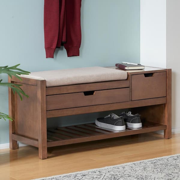 Wood Entryway Bench w/ Storage