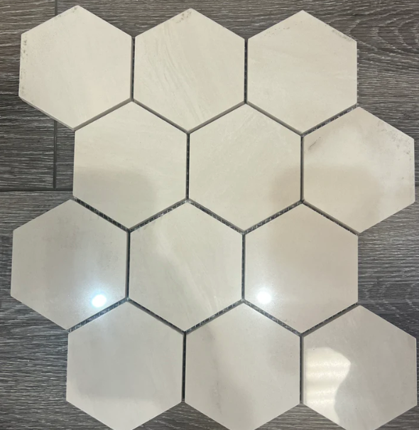 Bardiglio Crema Hex 12x14 Mosa