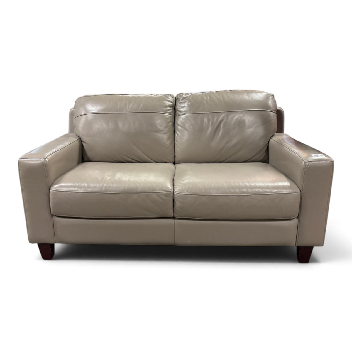 Taupe Leather Loveseat