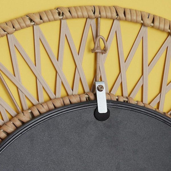 Round Rattan Accent Mirror