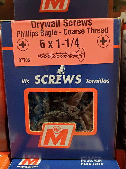 Drywall Screws - Phillips #6 x 1-1/4" Screws