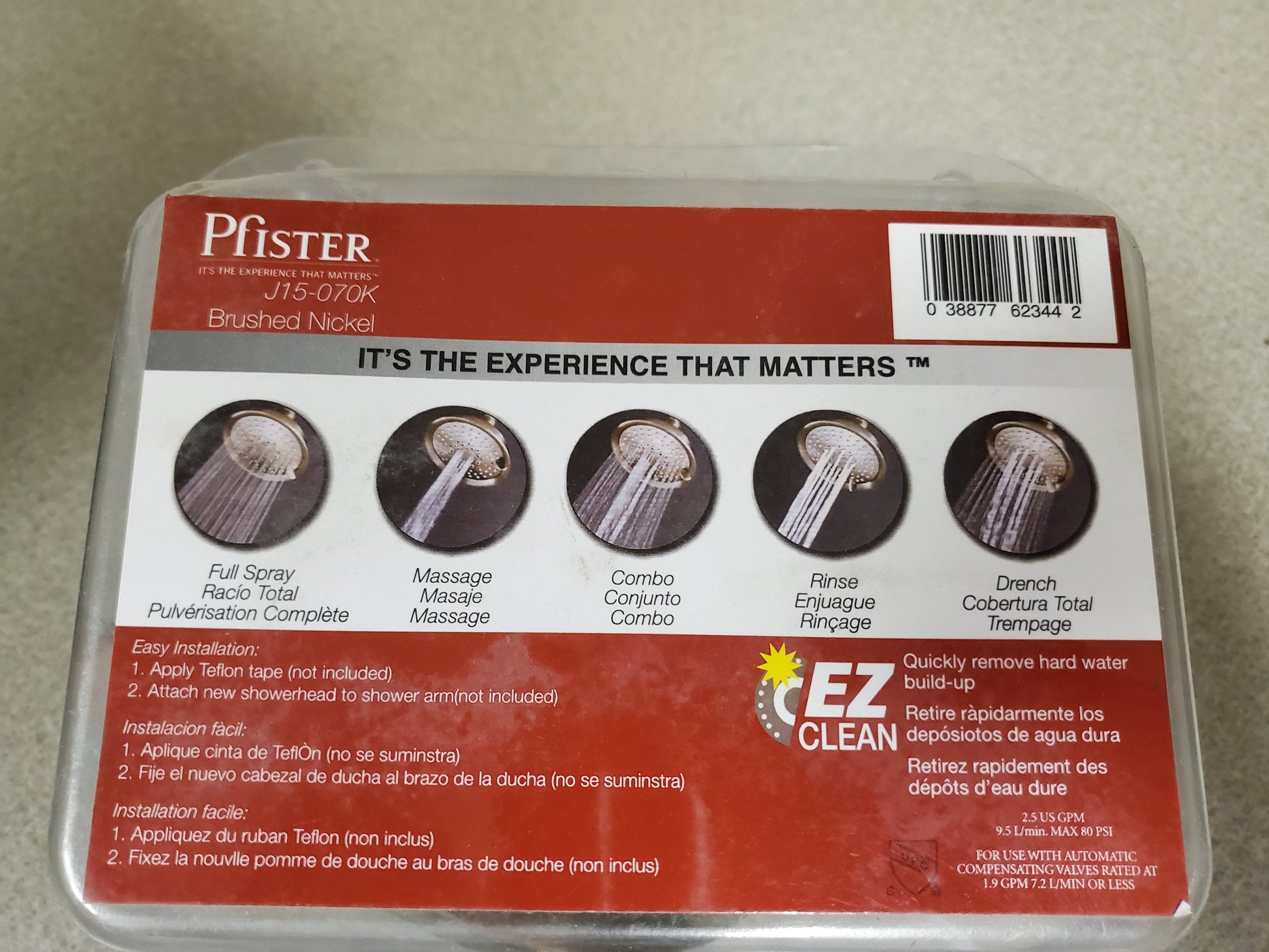 NEW - Pfister Shower Head 5-Function Bathroom Fixtures Showerheads