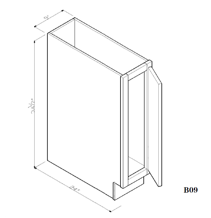 Special Order - 09" Base Cabinet Stone Harbor Gray - B09 Base Cabinets GHI Special Order SPSHG Stone Harbor Gray