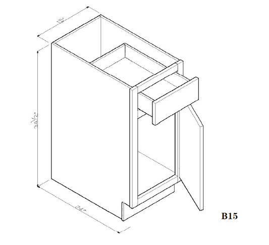 Special Order - 15" Base Cabinet New Castle Gray - B15 Base Cabinets GHI New Castle Gray Special Order SPNCG