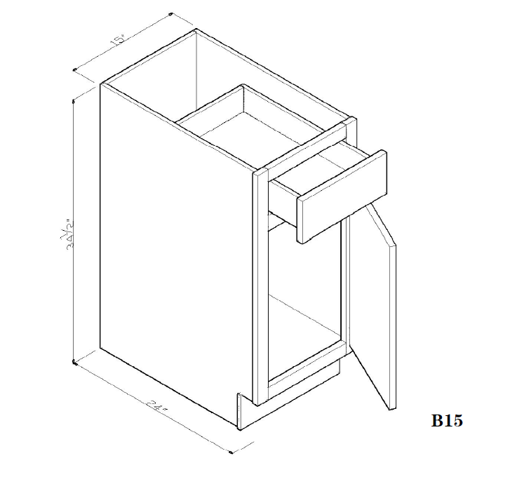 Special Order - 15" Base Cabinet Frontier Shaker - B15 Base Cabinets Frontier Shaker GHI Special Order SPFTS