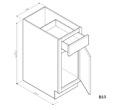 Special Order - 15" Base Cabinet Frontier Shaker - B15 Base Cabinets Frontier Shaker GHI Special Order SPFTS