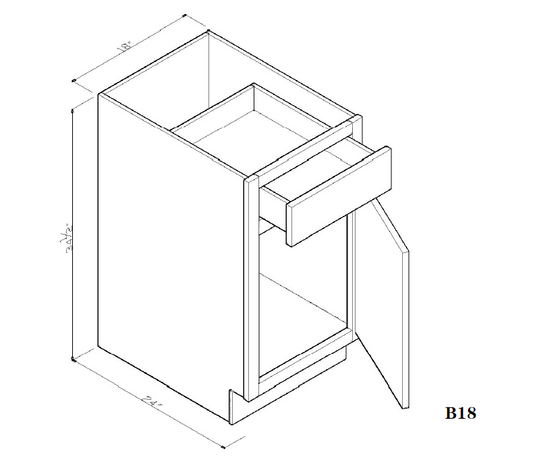 Special Order - 18" Base Cabinet Arcadia White Shaker - B18 Arcadia White Base Cabinets GHI SPACW Special Order