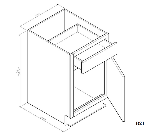 Special Order - 21" Base Cabinet Frontier Shaker - B21 Base Cabinets Frontier Shaker GHI Special Order SPFTS